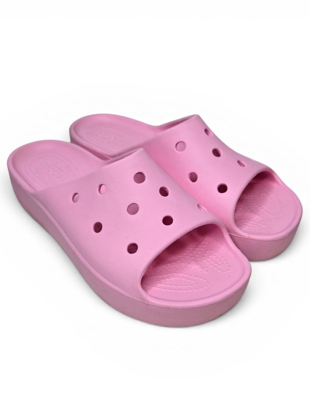 Crocs Classic Platform Slide Sandals Womens Bubblegum Pink Perforated Airy W9